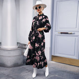 Long sleeved chiffon dress